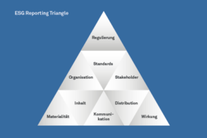 entfaltetes Origami zeigt ein Dreieck mit den neun wichtigsten Fragen zu ESG